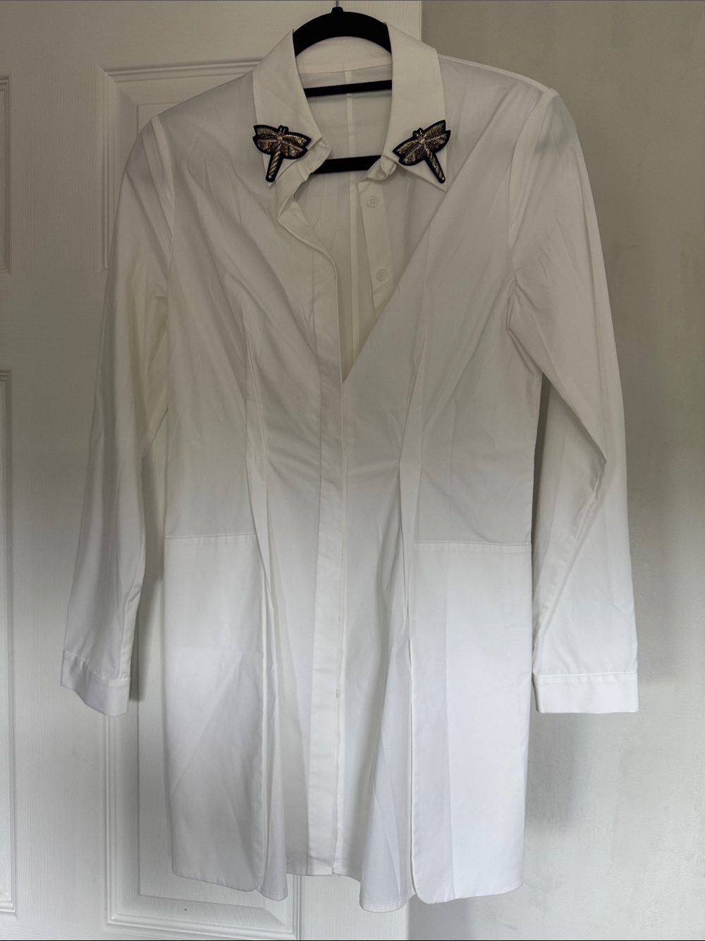 White Longline Shirt  with Embellished Collar
NWOT